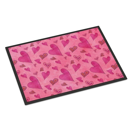 Carolines Treasures Watercolor Love and Hearts Indoor or Outdoor Mat, 24 x 36 in. BB7550JMAT